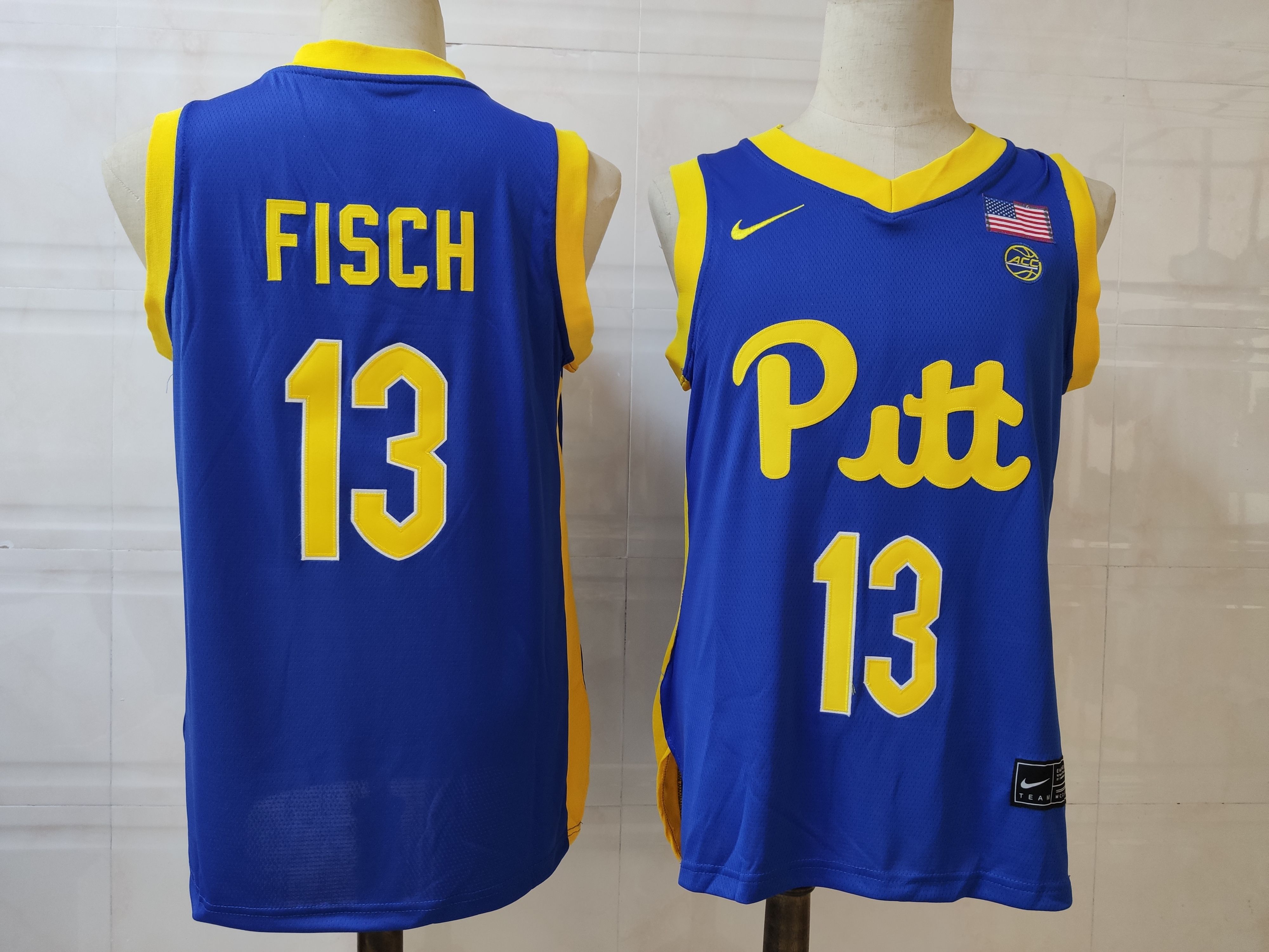 Men Pittsburgh Panthers #13 Fisch Blue Nike 2025 NCAA Jersey